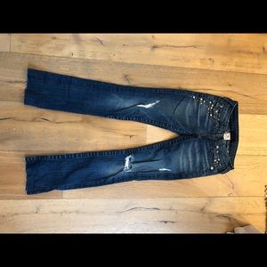 Distressed studded True Religion Jeans